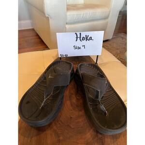 Hoka One One Flip Flop Sandals Women 7 Black Comfort Recovery